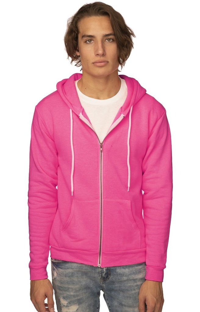 3150N Unisex Fashion Fleece Neon Zip Hoody-yourzmart